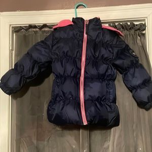 Blue puffer 3t coat navy blue and pink